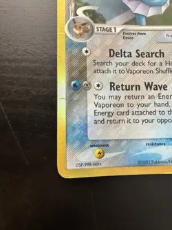 Vaporeon 18/113 Reverse Holo Rare ex Delta Species Stamped Pokemon Card DMG - Image 5