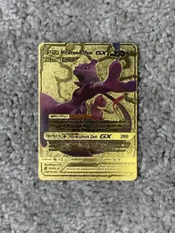 Pokemon Mewtwo & Mew GX HP270 Tag Team Gold Foil Display Card - Image 1