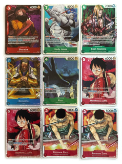 One Piece - SR Super Rare Card Lot of 9 Monkey.D.Luffy Roronoa Zoro Shuraiya - Image 1