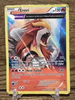Pokemon Card TCG Entei 15/98 XY Ancient Orgins Reverse Holo Rare Full Art DMG - Image 1