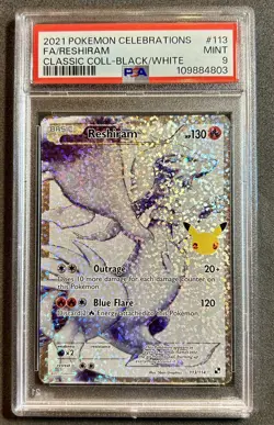 PSA 9 Reshiram 113/114 Black White Classic Collection Celebrations Pokemon Card - Image 1