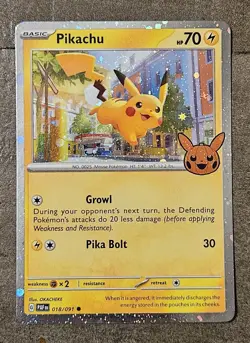 Pikachu 🎃 Trick or Trade 2024 #18/91 Holo • Free Pack Art + Bonus Card! - Image 1