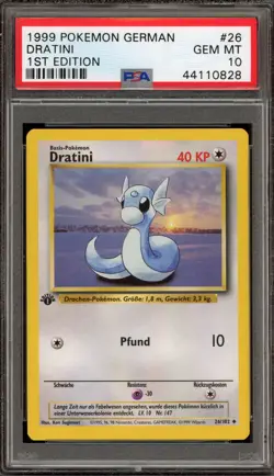Pokemon Dratini Base Set 1st Edition GERMAN #26 PSA 10 Gem Mint - Image 1