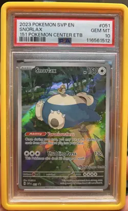2023 POKEMON 151 POKEMON CENTER ELITE TRAINER BOX PROMO SVP #051 SNORLAX PSA 10 - Image 1