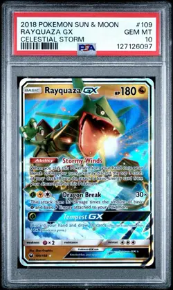 Pokemon Rayquaza GX PSA 10 Celestial Storm 2018 109 Sun And Moon - Image 1