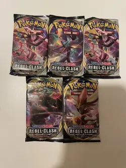 New! Sealed! 5x Pokemon Rebel Clash Pack Lot (Fast Shipping!) Packs - Image 1