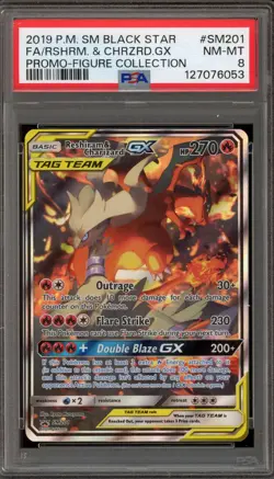 Pokemon Reshiram & Charizard GX Figure Coll. Full Art Promo SM201 PSA 8 - Image 1