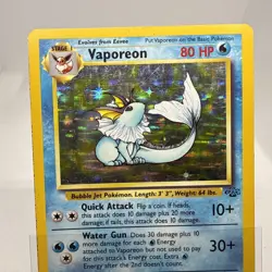 Vintage Vaporeon Pokemon Card Jungle Set #12 Authentic WOTC MP Holo 1999 OG - Image 3