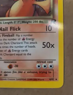 Dark Charizard - 4/82 Holo Rare - Team Rocket Pokemon TCG Card Vintage - Image 2