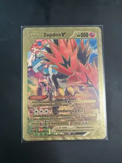 Zapdos V Metal Gold Foil Pokemon Card Fan Art Card ? - Image 1