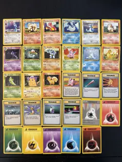 Base Set 29/102 Card Vintage WOTC Pokemon Card Lot (Mostly HP, No Duplicates) - Image 1