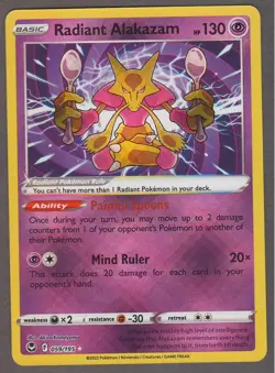 Radiant Alakazam 059/195 Silver Tempest Holo Rare Pokemon Card NM - Image 1