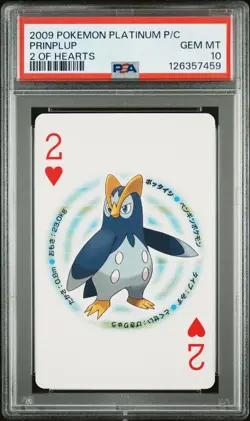 2009 POKEMON PLATINUM VERSION PLAYING CARDS 2 OF HEARTS PRINPLUP PSA 10 - Image 1