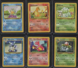 1999 Pokemon Base Set (x6 LOT) SQUIRTLE CHARMANDER BULBASAUR + EVOLUTIONS BW6 - Image 1