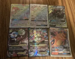 Pokemon Card Lot Of 6 Rarer Cards, Rainbow And Tag Teams - Image 1