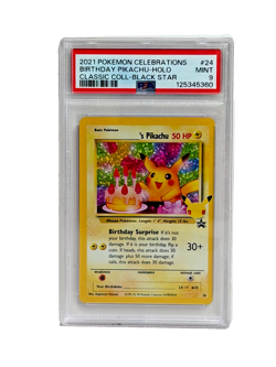 2021 Pokemon Celebrations Birthday Pikachu Holo Classic Coll Black Star 24 PSA 9 - Image 1