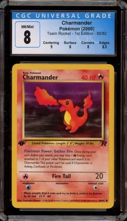 Pokemon Charmander Team Rocket 1st Edition #50 CGC 8 - Image 1