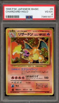 Pokemon Charizard Base Set Japanese Holo Rare #006 PSA 4 - Image 1