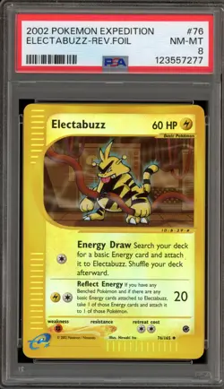 Pokemon Electabuzz Expedition Reverse Holo #76 PSA 8 - Image 1
