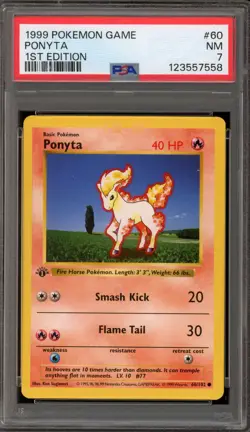 Pokemon Ponyta Base Set Shadowless 1st Edition #60 PSA 7 - Image 1