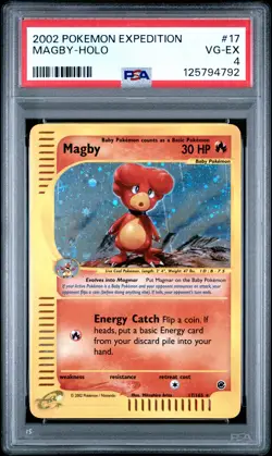 2002 Pokemon Expedition #17 Magby Holo PSA 4 VG-EX - Image 1
