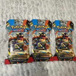 Pokemon TCG Mega Evolution Sleeved Booster Pack Lot of 3 - Image 1