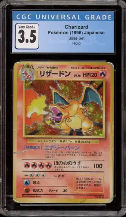 Pokemon Charizard Base Set Japanese Holo Rare #006 CGC 3.5 - Image 1
