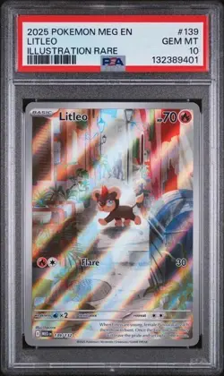 2025 POKEMON MEG EN-MEGA EVOLUTION ILLUSTRATION RARE #139 LITLEO PSA 10 - Image 1