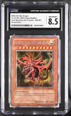 CGC 8.5 Slifer the Sky Dragon GBI-001 Secret Rare Promo *6007 Yugioh - Image 1