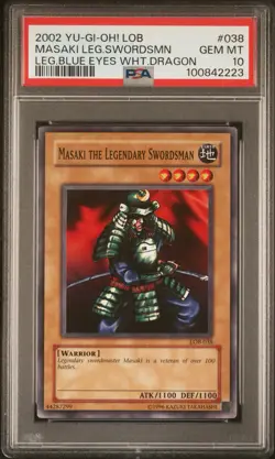 2002 YU-GI-OH! LOB-LEGEND OF BLUE EYES WHITE DRAGON #038 MASAKI LEG.SWORDSMN PSA - Image 1