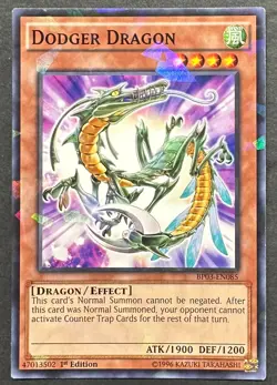 YUGIOH Dodger Dragon BP03-EN085 Shatterfoil Rare 1st Edition MP - Image 1