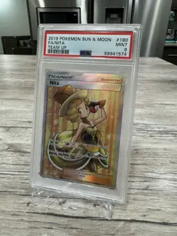 Pokemon Nita Team Up Full Art #180 PSA 9 Mint Card Trainer 180/181 Sun And Moon - Image 2