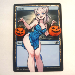 MTG Altered Art Card - Halloween Girl - Island - Magic the Gathering - Image 1