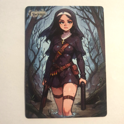 MTG Altered Art Card - Monst Hunter Nun V1 - Swamp - Magic the Gathering - Image 1