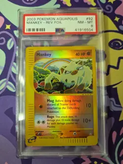 Pokemon TCG e-Card Series Aquapolis Reverse Holo Mankey 92 PSA 9 NM To Mint - Image 1