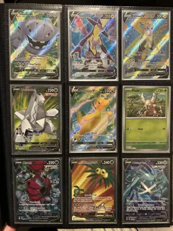Pokemon TCG V Full Art Holo 9 Card LOT DRAGONITE HOOPA STEELIX PINSIR MASTERBALL - Image 1