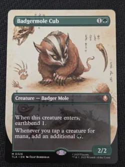 MTG Magic The Gathering -Badgermole Cub -M 0326 -NM -Borderless! 👀 - Image 1