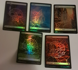 5 Full Art Basic Land Set FOIL NM/M Mavel Spiderman MTG MAGIC THE GATHERING - Image 1