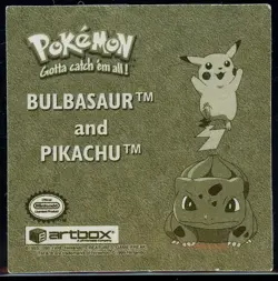 Bulbasaur & Pikachu R11 Pokemon 1999 Artbox Series 1 Gold Sticker Vintage Rare - Image 2
