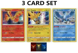 Moltres Zapdos Articuno - Pokemon GO TCG Cards - Holo Rare 3 Card Set - Image 1
