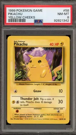 Pokemon Pikachu Base Set Unlimited Yellow Cheeks #58 PSA 8 - Image 1