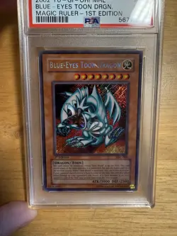 Yu-Gi-Oh! Blue-Eyes Toon Dragon Magic Ruler 1st Ed Secret Rare MRL-000 PSA 9 - Image 2