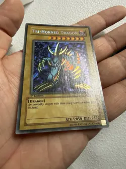 Yu-Gi-Oh! Tri-Horned Dragon LOB-000 1st Edition Secret Rare Wavy Faded - Image 3