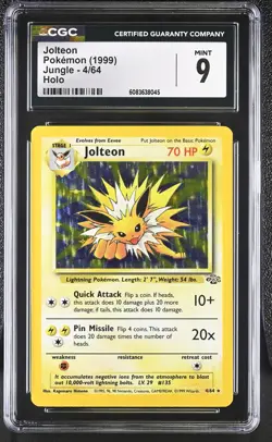 CGC 9 MINT Jolteon 1999 Jungle 4/64 Holo Pokemon Card - Image 1