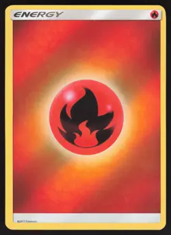 POKEMON CARD FIRE ENERGY SUN & MOON REVERSE HOLO NEAR MINT - Image 1