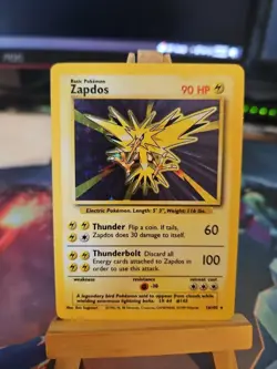Pokemon TCG Zapdos Base Set Holo Unlimited Rare Card 16/102 LP - Image 1
