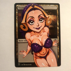 MTG Altered Art Card - Cute Cartoon Girl - Swamp - Magic the Gathering - Image 1