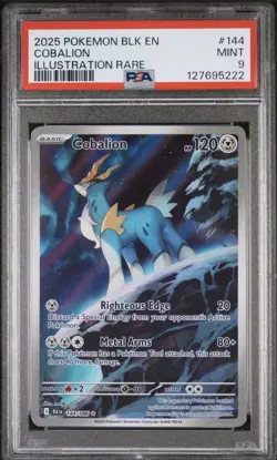2025 POKEMON BLK EN-BLACK BOLT ILLUSTRATION RARE #144 COBALION PSA 9 - Image 1