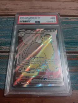 PSA 9 2025 Pokemon Destined Rivals #219 Team Rocket's Persian ex FULL ART HOLO - Image 1