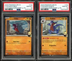 Pokemon 2025 DRI Cynthias Gible 102 Cynthias Gabite 103 Sequential Certs PSA 10 - Image 1